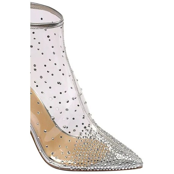 DESIGNER THALIA SODI'S RUBII RHINESTONES TRANSLUCENT POINTED TOE BOOTIES 8.5 M - Picture 12 of 16